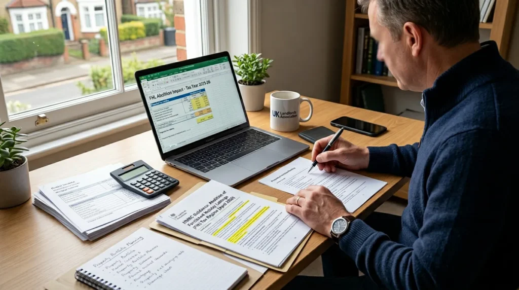 UK landlord reviewing tax changes after Furnished Holiday Lettings abolition